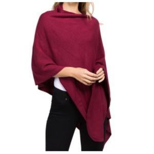 Maroon Soft and Cozy Poncho Cashmere-like